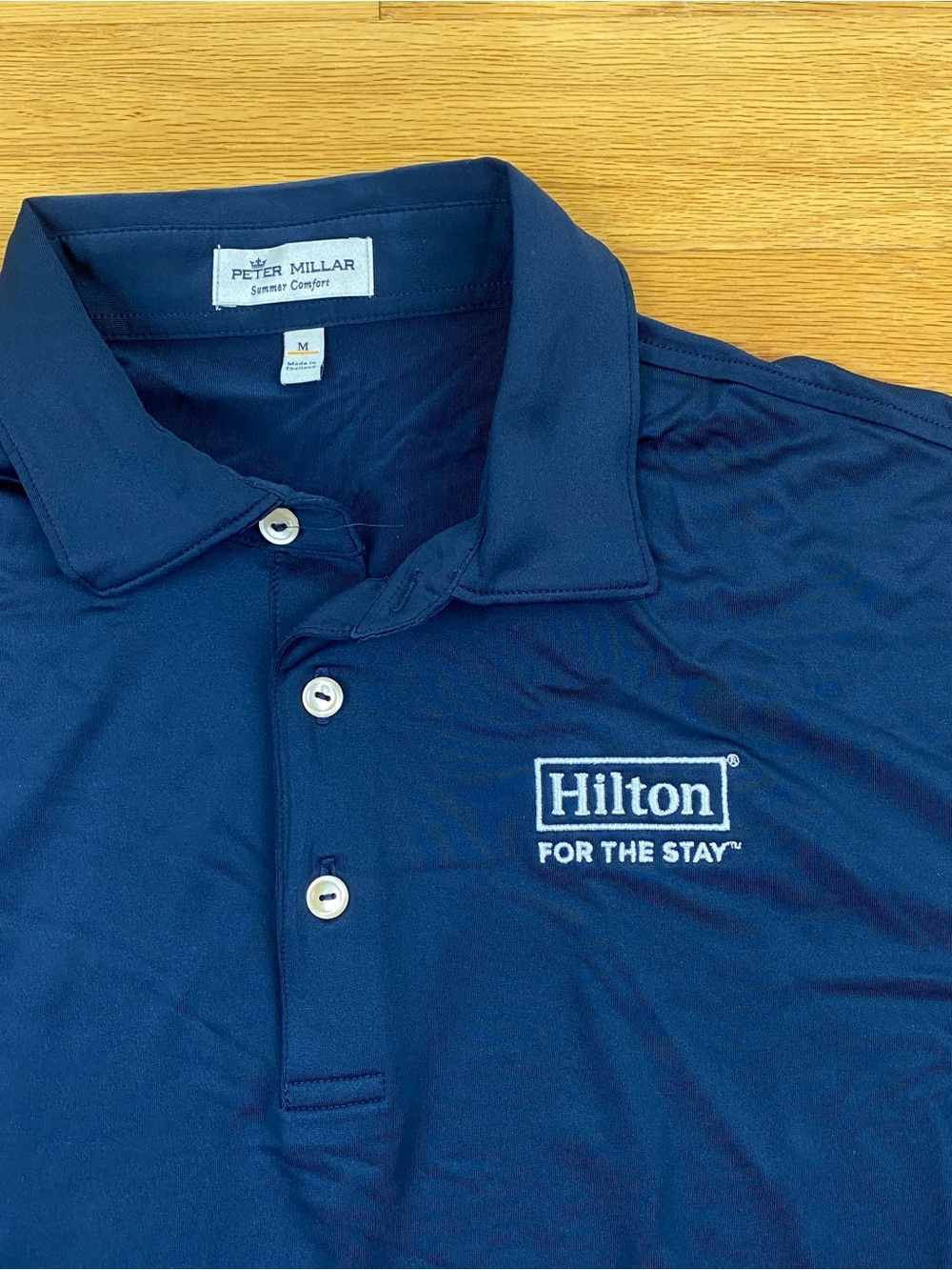 Peter Millar Summer Comfort Solid Jersey Performance Polo, Hilton Hotel, Navy M
